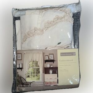 💥Hometrends Ecru Caroline Embroidered Kitchen Swag Floral Crochet Pair 70 x 38